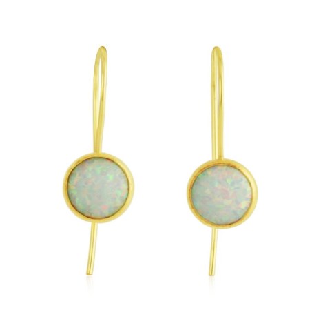 White Opal Gold Drop Earrings | Image 1