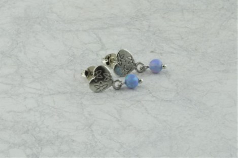 Silver and opal heart earrings | Image 1