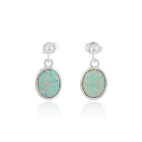 8x10mm White Opal Oval Drop Earrings | Image 1