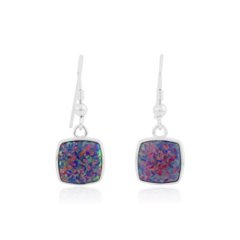 Purple Opal Square Drop Earrings 10mm | Image 1