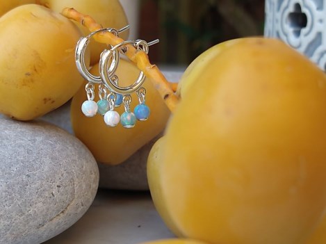 Silver Opal Small Hoop Earrings | Image 1