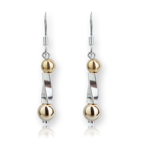 Gold and Silver Twist Drop Earrings  | Image 1