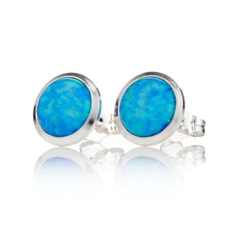 8mm Blue Opal Stud Earrings | Image 1