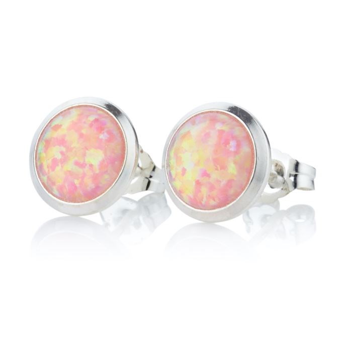 8mm Pink Opal Stud Earrings | Image 1