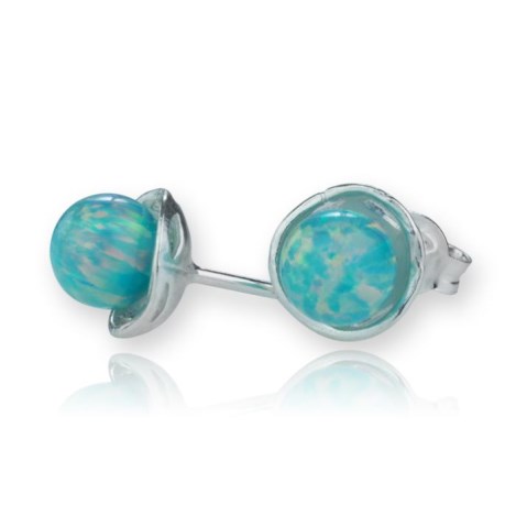 Sterling Silver Green Opal Stud Earrings | Image 1