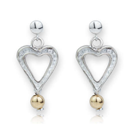 Sterling Silver Two Tone Heart Earrings  | Image 1