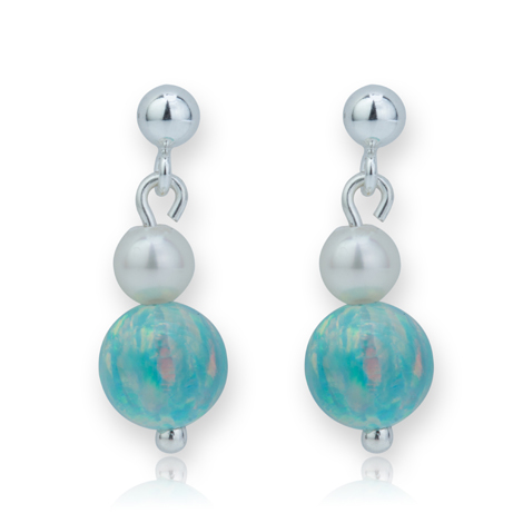Pearl and Green Opal Drop Earrings | Image 1