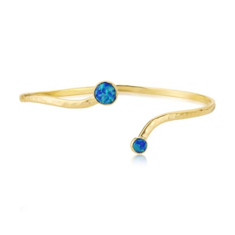 Gold Adjustable Bangle with Dark Blue Opals | Image 1