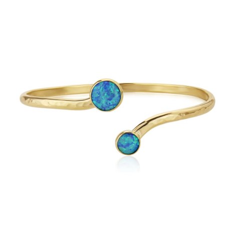 9ct Gold Hammered blue  Opal Adjustable Bangle | Image 1