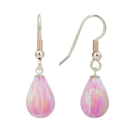 9ct Gold Pink Opal Teardrop Earrings | Image 1