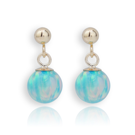 9ct Gold Green Opal Drop Earrings | Image 1