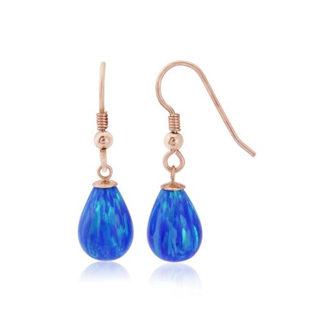 9ct Gold Large Dark Blue Opal  Opal Teardrop Earrings | Image 1