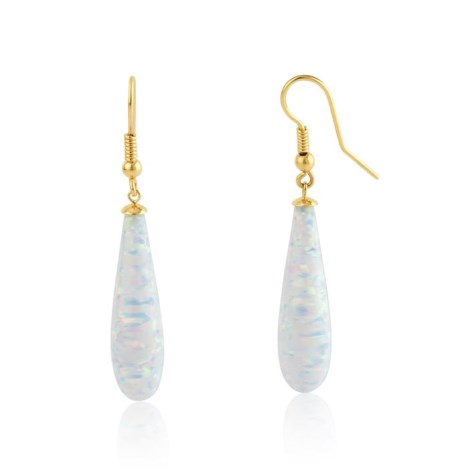 9ct Gold White Teardrop Opal Earrings | Image 1