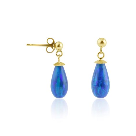 9ct gold midnight blue opal teardrop earrings | Image 1