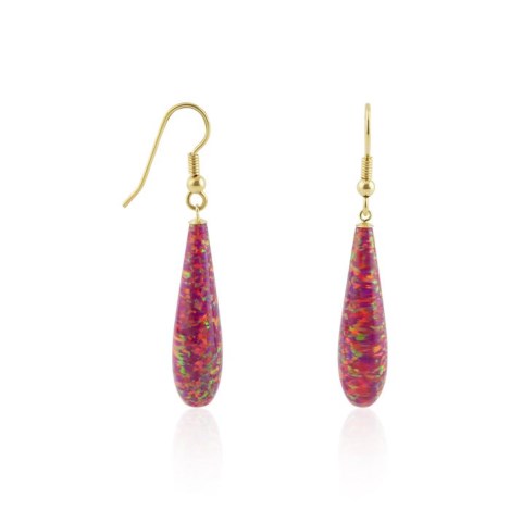 9ct Gold Red Teardrop Opal Earrings | Image 1