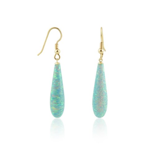 9ct Gold Green Teardrop Opal Earrings | Image 1