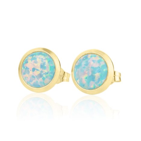  Gold Green Opal Stud Earrings | Image 1