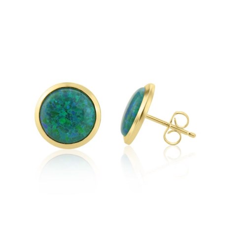  Gold Forest Green Opal stud Earrings | Image 1