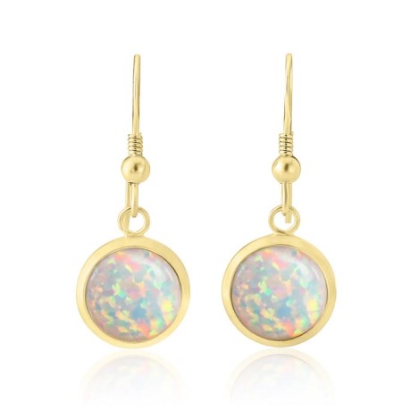  Gold White Opal Drop Earrings | Image 1