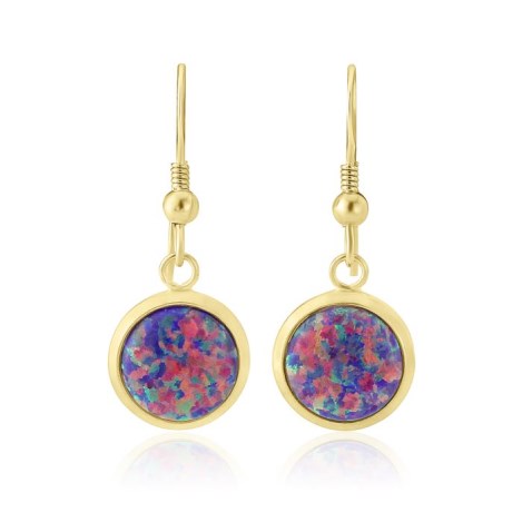  Gold Purple Opal Drop Earrings | Image 1