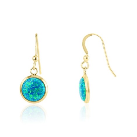  Gold Aqua Opal Drop Earrings | Image 1