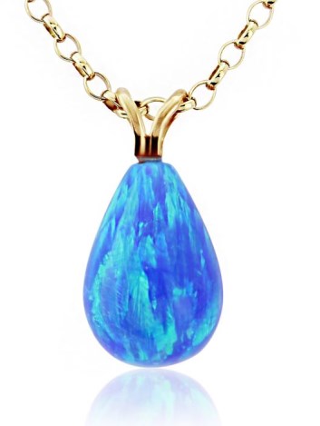 Delicate 9ct Gold Dark Blue Teardrop Opal Pendant | Image 1