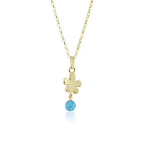 9ct gold flower pendant with aqua opal | Image 1