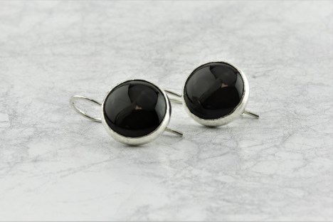 Black onyx silver drop earrings | Image 1