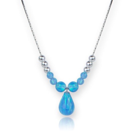 Sterling Silver Stunning Blue Opal Teardrop Necklace | Image 1