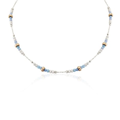 Silver and Rose Gold Blue Opal Necklace | Image 1