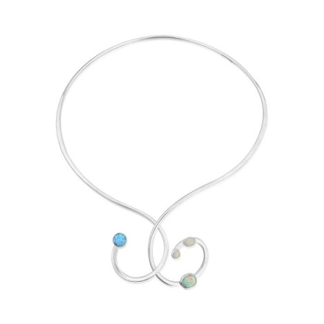 Silver Torq Multi Opal Crossover Necklace | Image 1