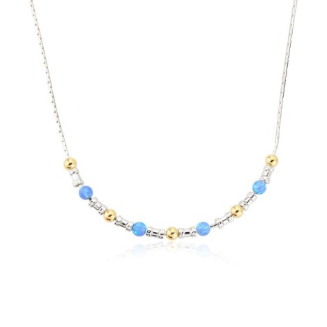Silver and Gold Blue Opal Necklace | Image 1