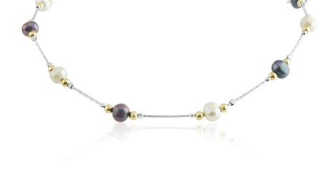  Gold and Silver Multi Colour Pearl Necklace | Image 1