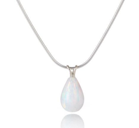 White Opal Silver Teardrop Pendant  | Image 1