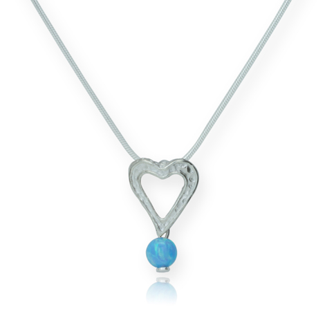Silver and Opal Heart Pendant  | Image 1