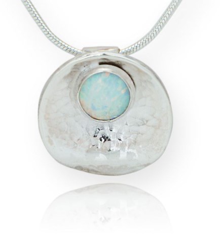 Handmade Oyster and White Opal and Silver Pendant | Image 1