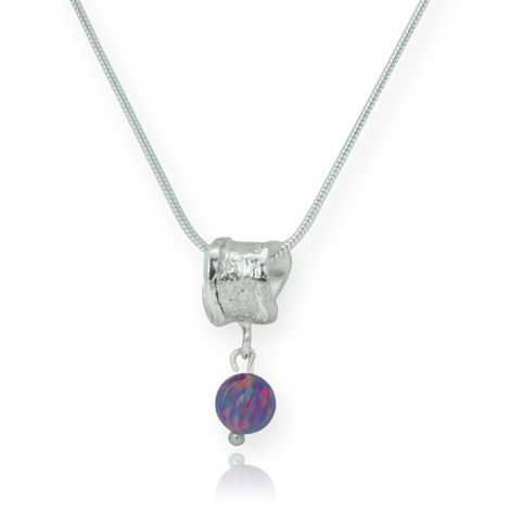 Sterling Silver Hoop Pendant with Purple Opal  | Image 1