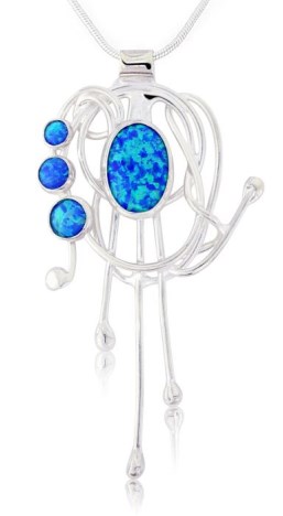 Dark Blue Opal and Silver Wire Pendant | Image 1