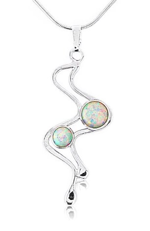White Opal and Silver Wavy Pendant | Image 1