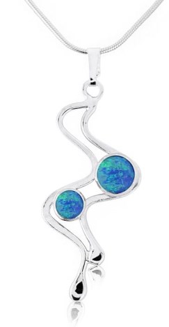 Blue Opal and Silver Wavy Pendant | Image 1