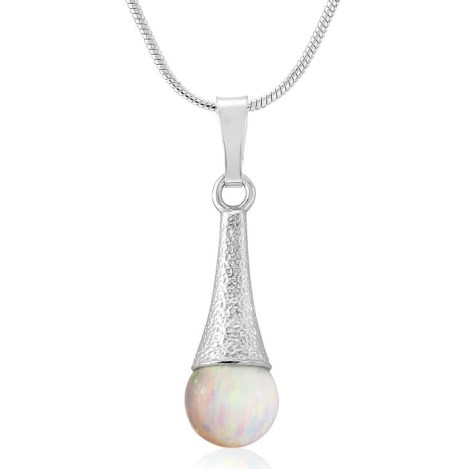 Silver Hammered White Opal Pendant | Image 1