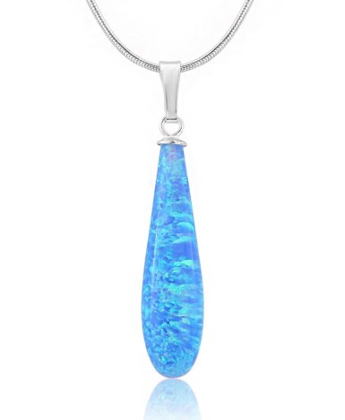 Silver and Blue Opal Teardrop Pendant | Image 1