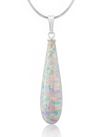 Silver and White Opal Teardrop Pendant  | Image 1