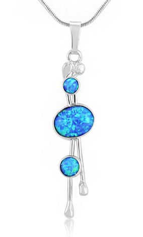 3 Blue Opal and Silver Drop Pendant | Image 1