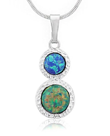 Green and Blue Opal Hammered Pendant | Image 1