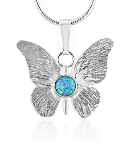 Silver Butterfly Blue Opal Pendant | Image 1