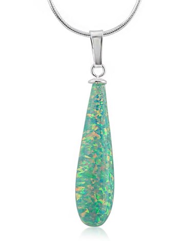 Silver and Green Opal Teardrop Pendant | Image 1
