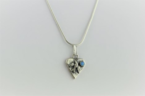 Blue opal dove and heart pendant | Image 1