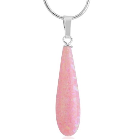 Silver Pink Opal Teardrop Pendant | Image 1