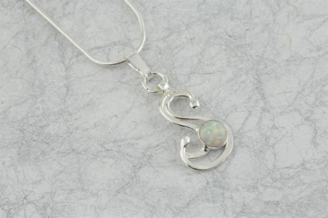 silver white opal wavy pendant | Image 1